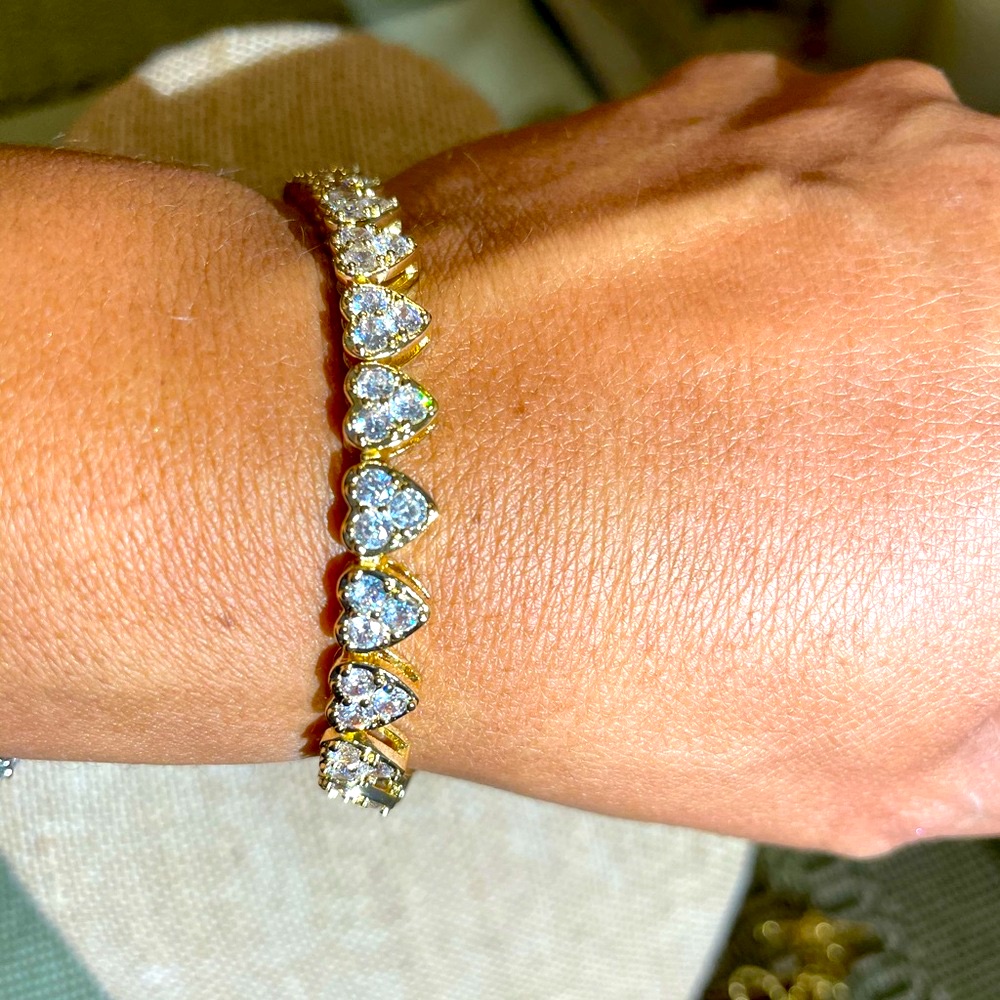 Heart Shaped Gold Plated Link Bracelet